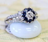 Sparkling ~ Cluster Design Sapphire & Diamond Ring