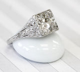 STUNNING ~ Vintage Platinum Diamond Engagement Ring